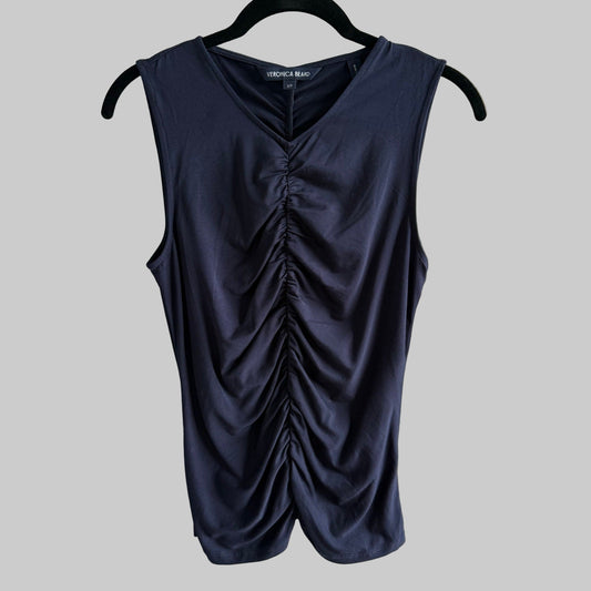 Veronica Bears Ruched Navy Tank - Size Small