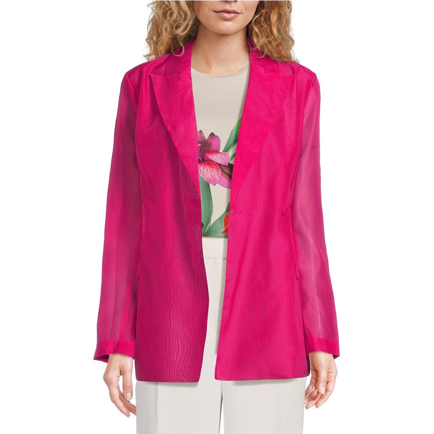 Ted Baker Oversized Sheer Blazer Pink Size 4