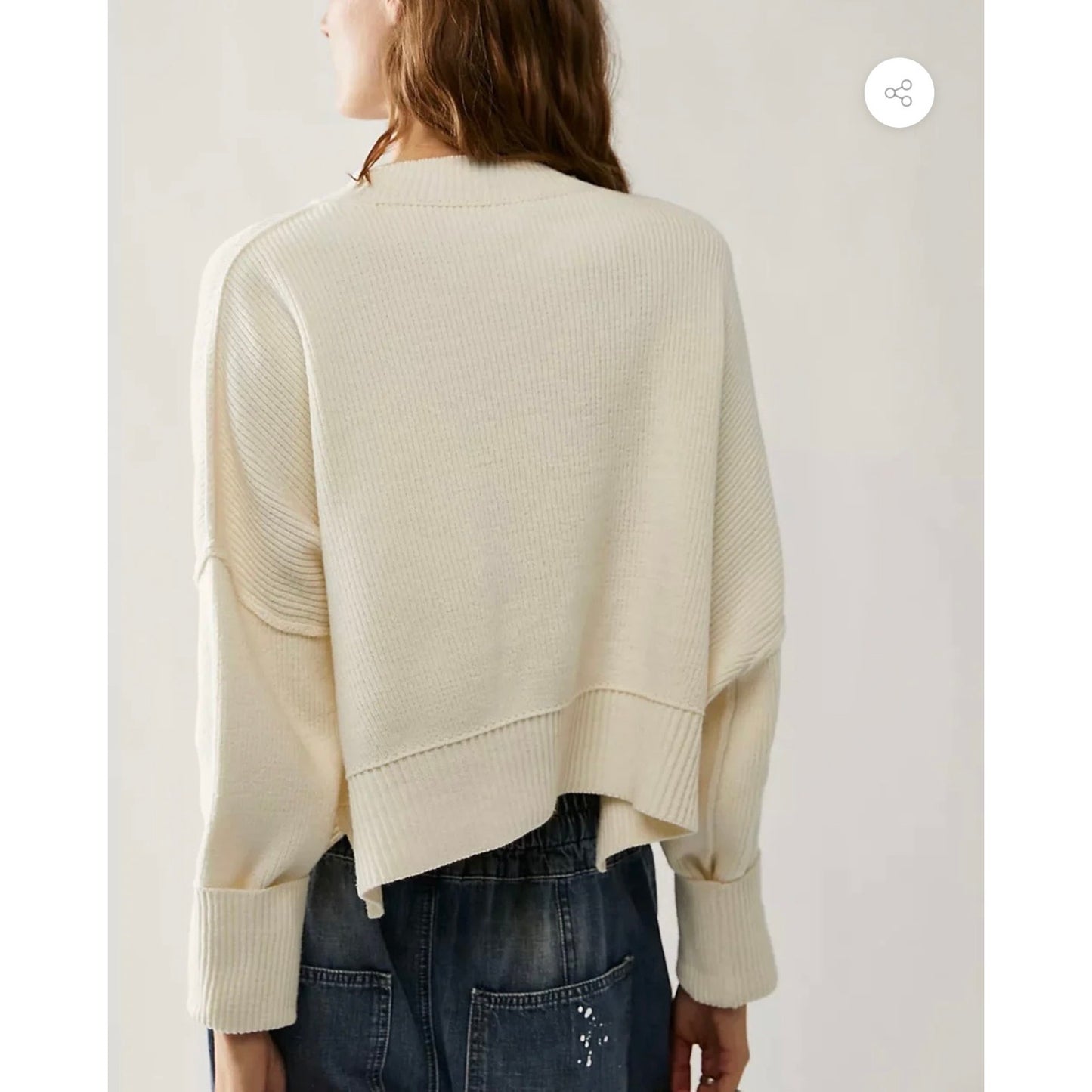 Free People Crop Sweater in Cream - Large