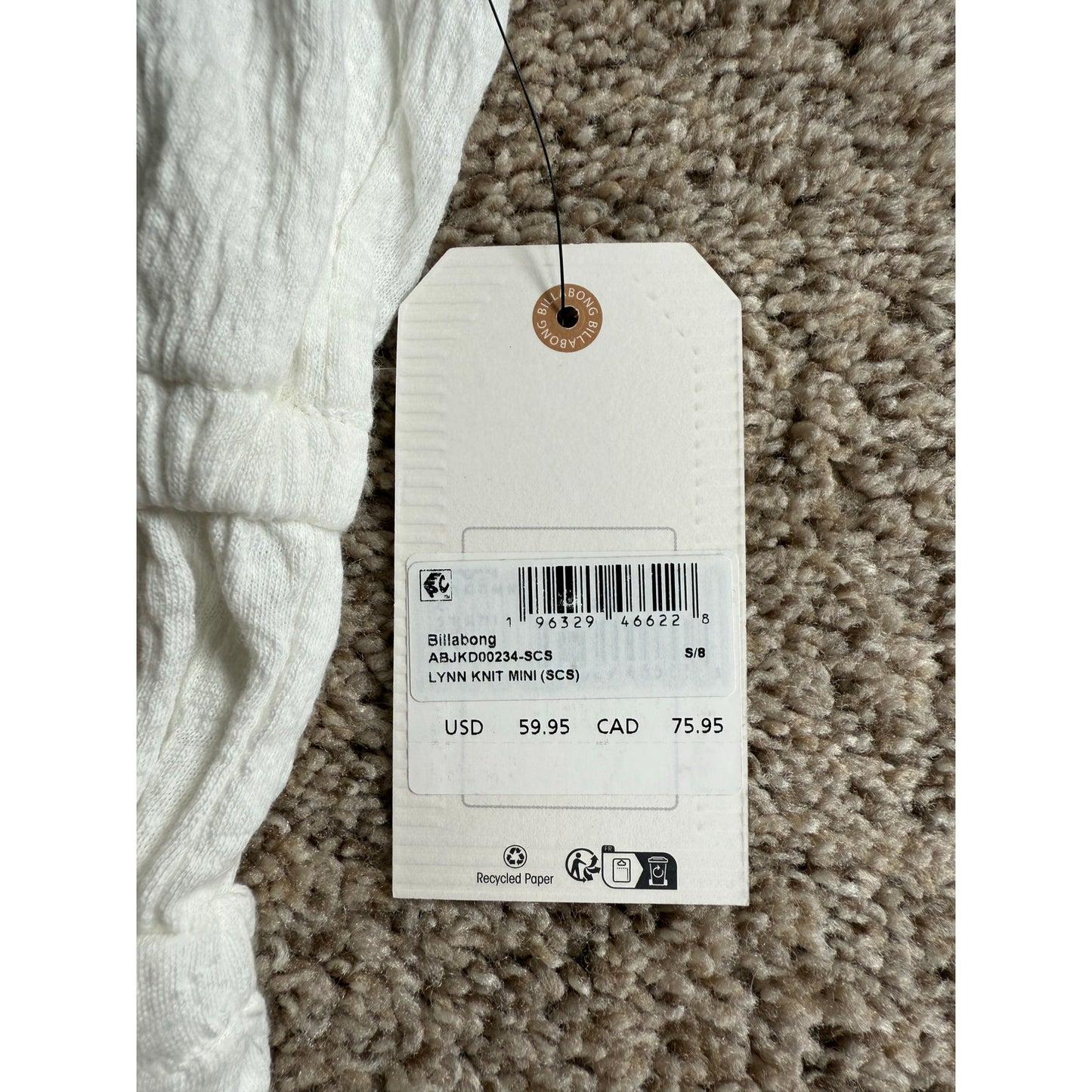 Billabong White Knit Dress - Size Small