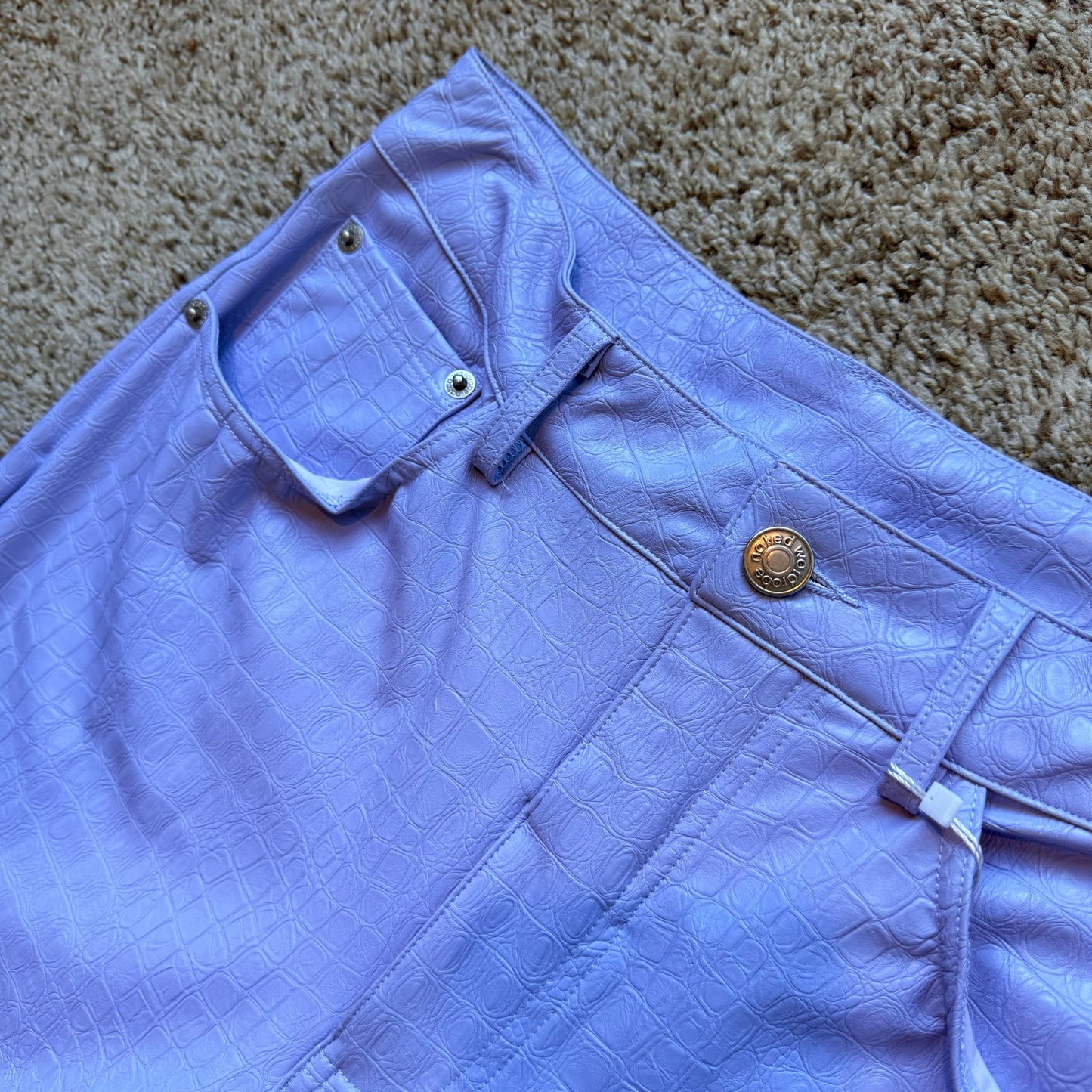 Naked Wardrobe Lavender Crocodile Pants - Size Small