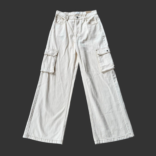PacSun Wide Leg Cargo Pants in Cream - Size 27
