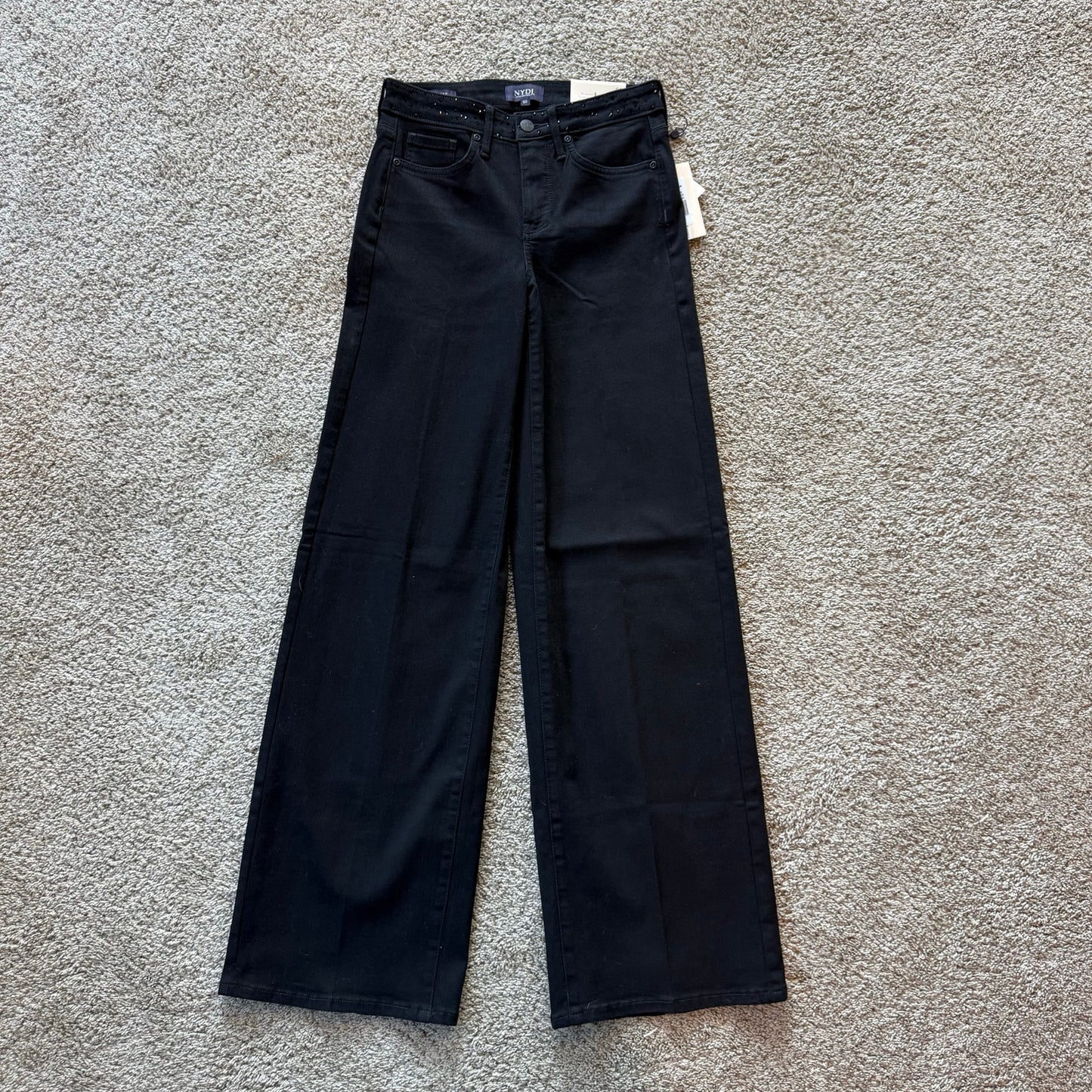 NYDJ Teresa Rhinestone Wide Leg Jeans - Size 00