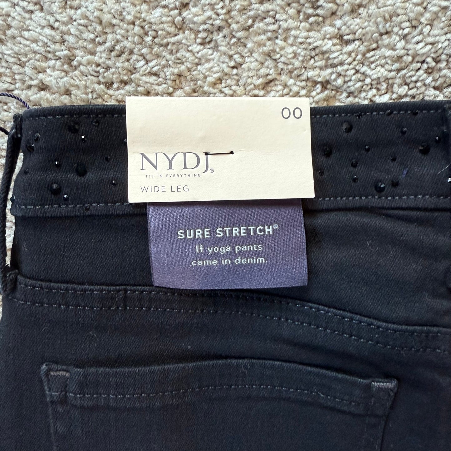 NYDJ Teresa Rhinestone Wide Leg Jeans - Size 00