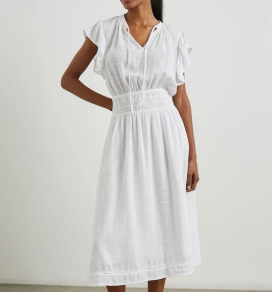 Rails lona White Lace Detail Linen Midi Dress - Size Medium