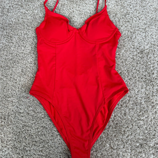 Red One-Piece Good American Swimsuit - Small