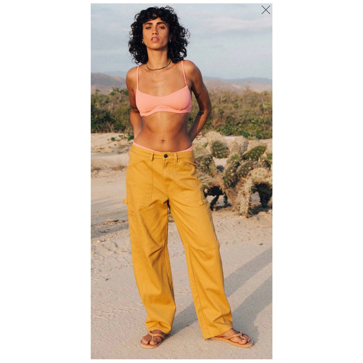 Billabong Cargo Trousers in Mustard Yellow - Size 26
