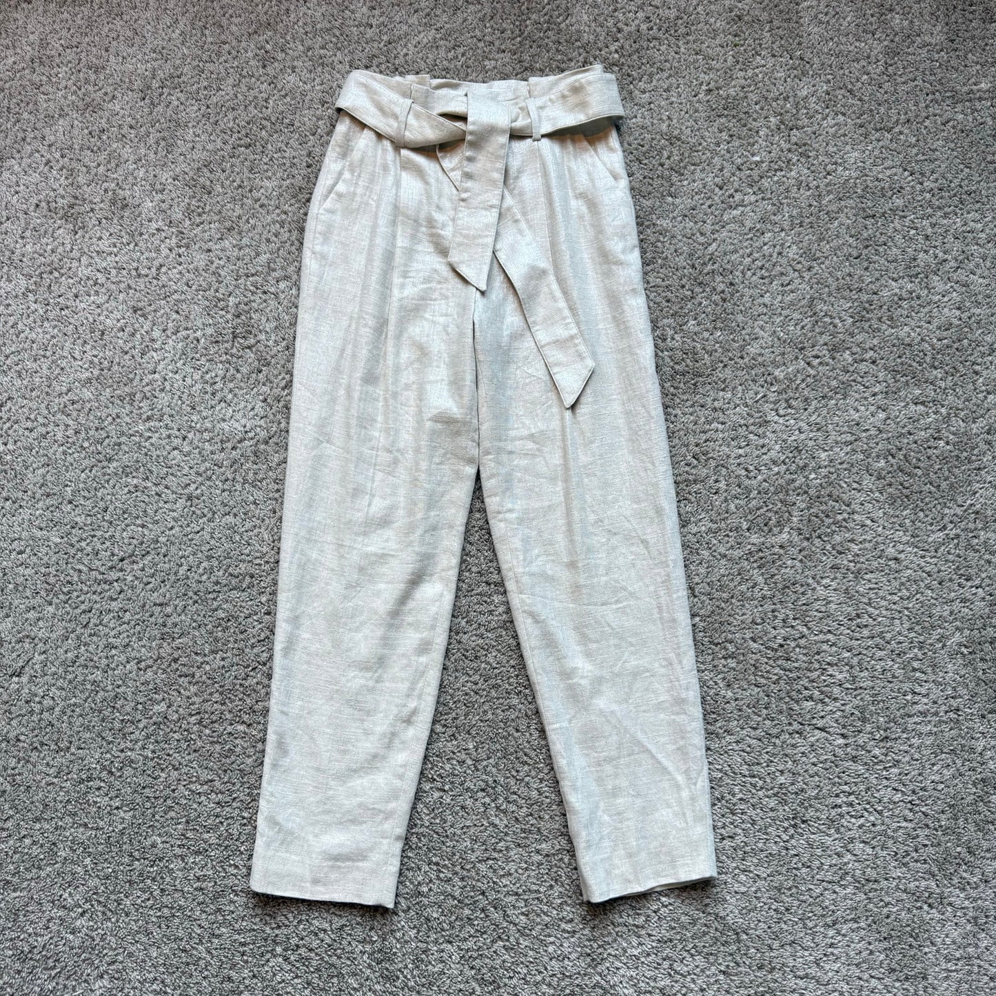 NWT Veronica Beard Zelly Pants in Beige with Silver Hue - Size 0