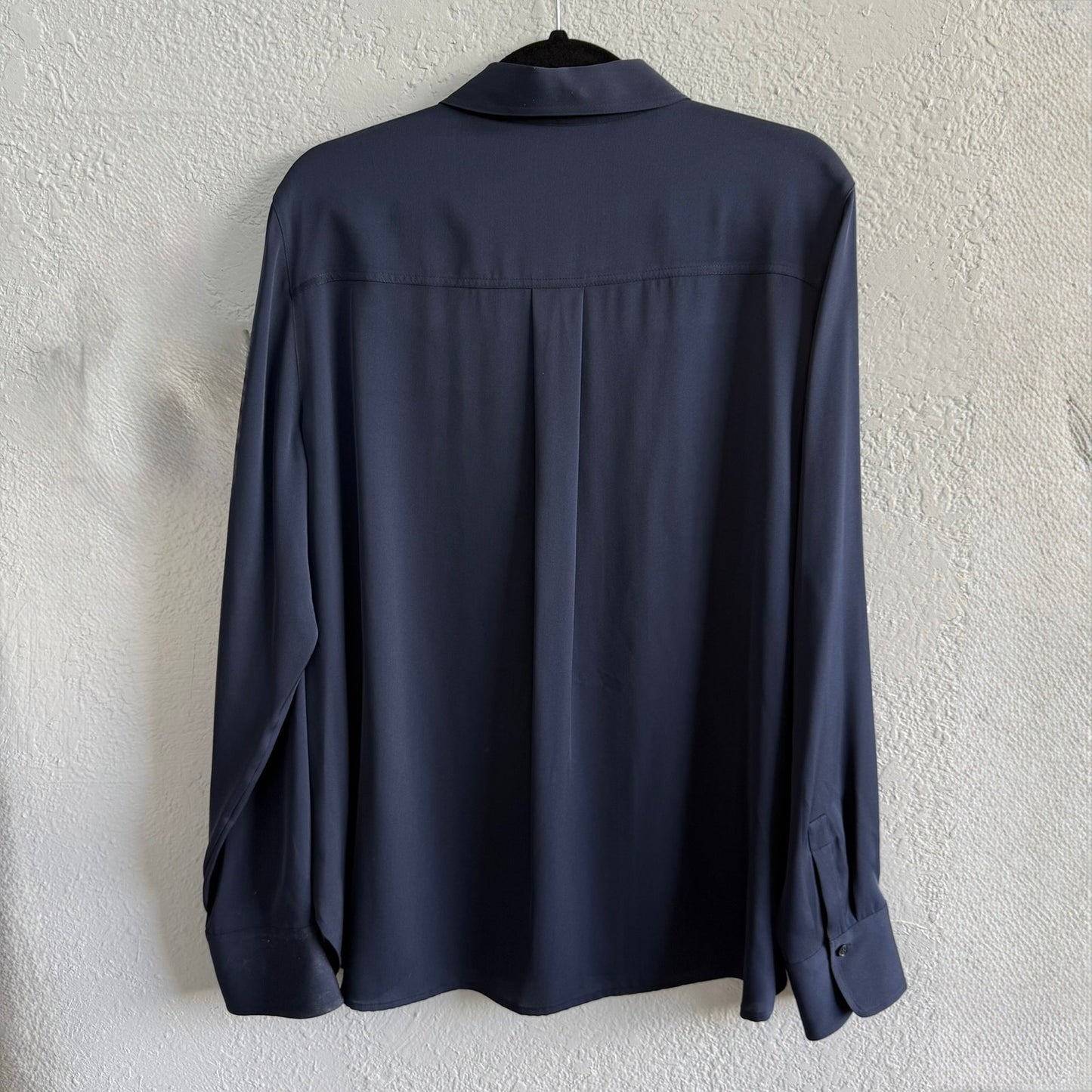 Vince Navy Stretch Silk Blouse -Size XL