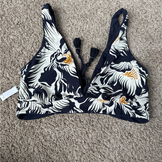Navy and White Floral Bikini Top by Maaji - Size XL