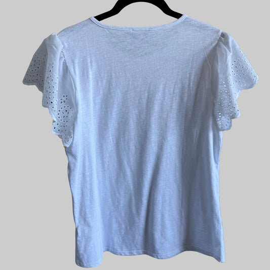 CeCe Eyelet Lace Sleeve Tee - Size Medium