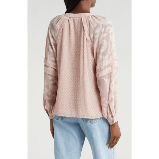 Raglan Sleeve V-Neck Top - Heavenly Pink - Vince Camuto - XL - MSRP $89