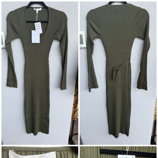 WAYF Ribbed Knit Dress Olive - XS