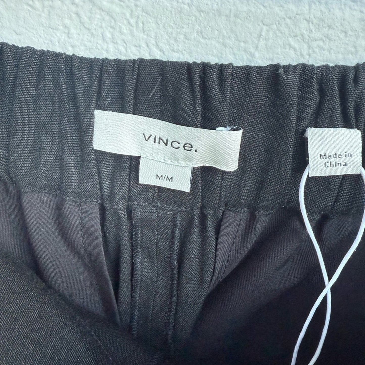 VINCE Black Linen Wide-Leg Pants - Medium