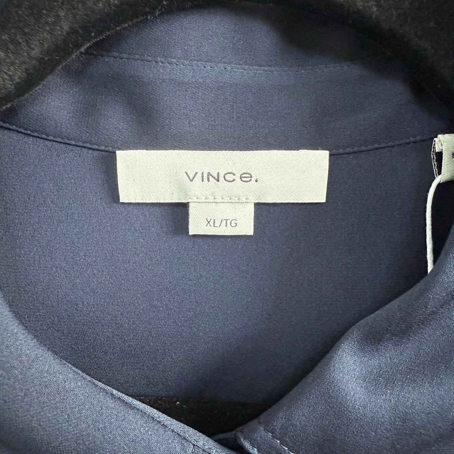 Vince Navy Stretch Silk Blouse -Size XL