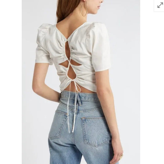 Open Edit White Tie Back Top - Medium
