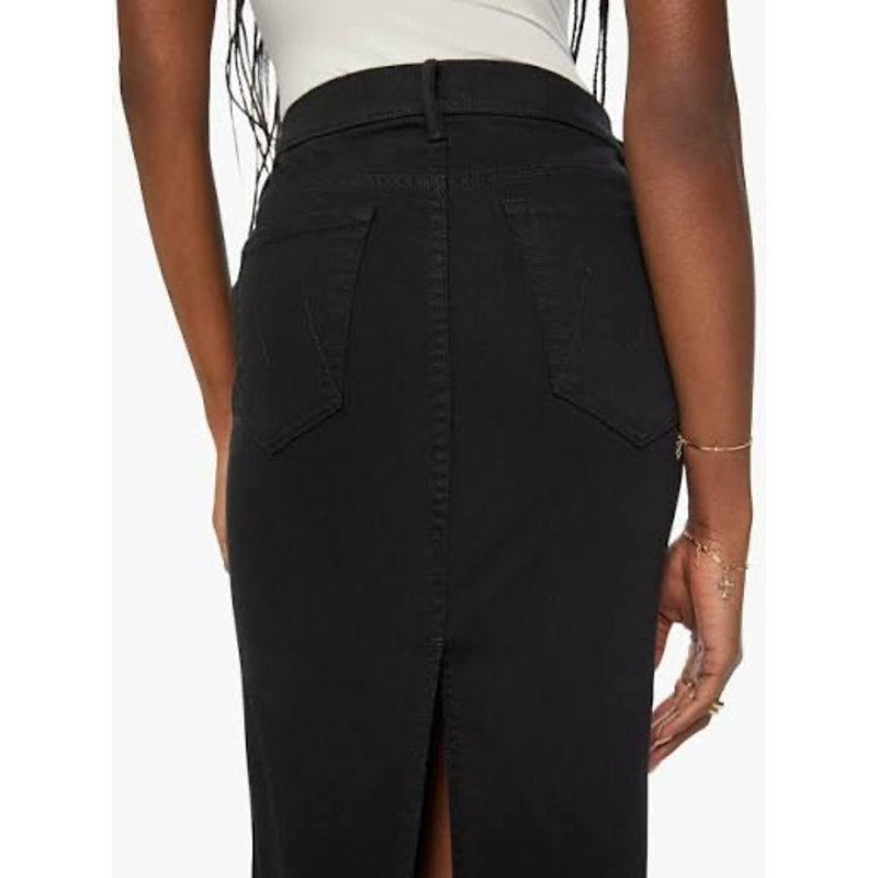 MOTHER The Flagpole Maxi Black Denim Skirt - Medium