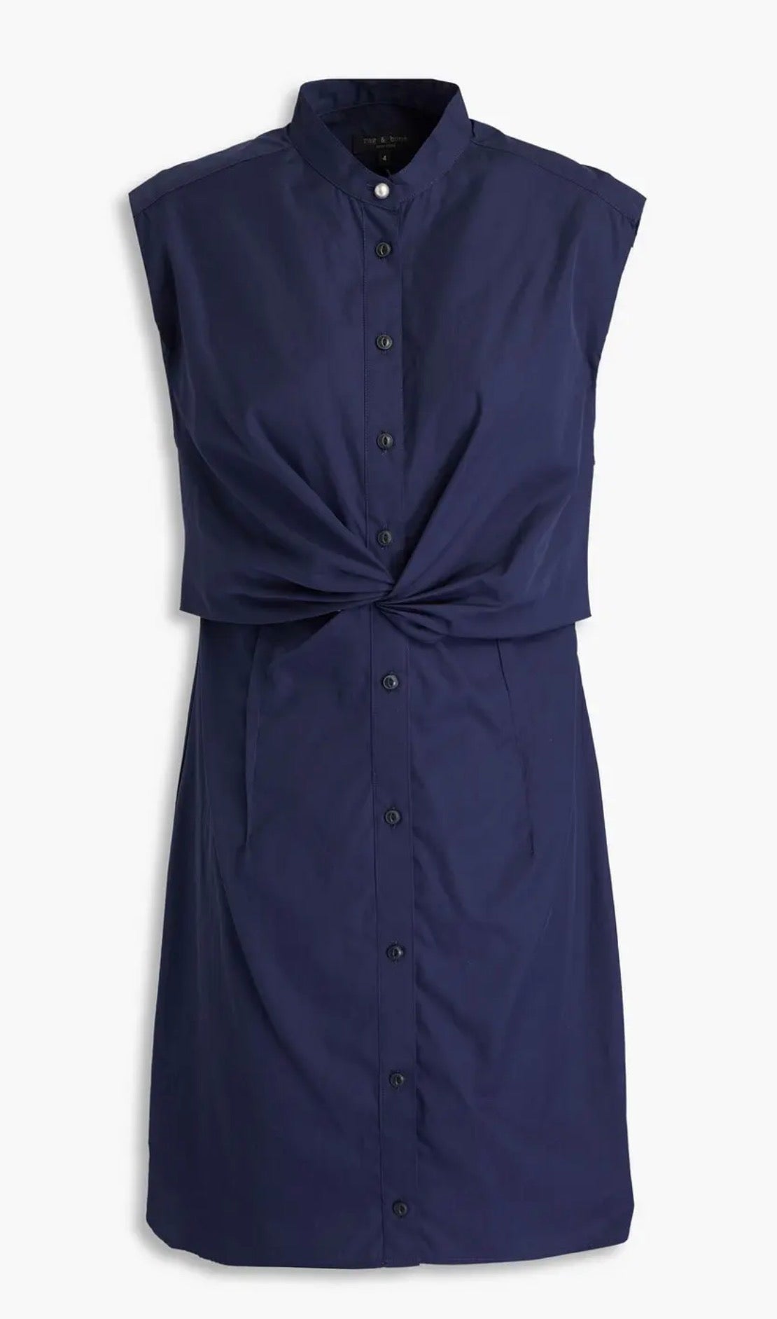 Rag & Bone Navy Louisa Twisted Cotton-Poplin Mini Dress - Size 2
