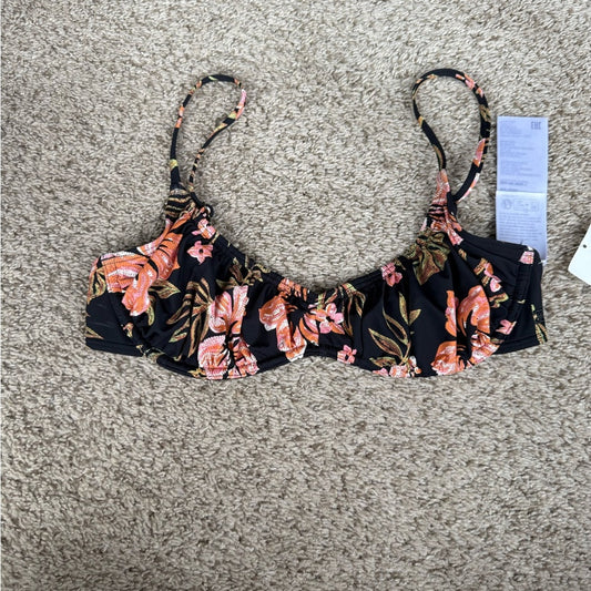 Billabong Floral Bikini Top with Pink and Orange Flowers Size Small