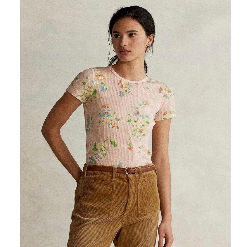 Polo Ribbed Floral Tee - XS