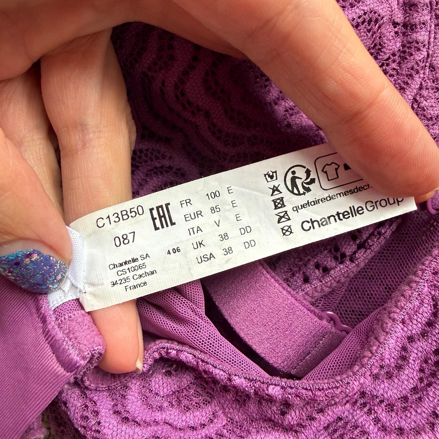 Chantelle Eggplant Bra - Size 38DDD