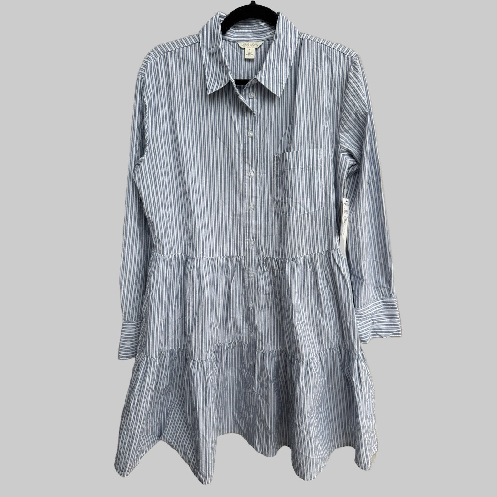 caslon shirt dress Caslon Tiered Shirt Dress Womens Size 2X Olive Green Boho Casual Chic $99