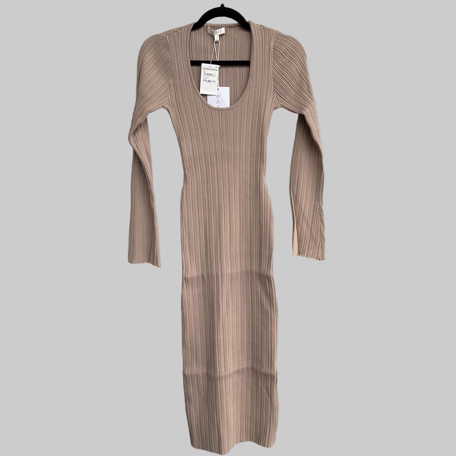 wayf ribbed dress WAYF Women's Sweater Dress Ribbed Tie Back Slit Midi Beige XS at Amazon Women's Clothing store