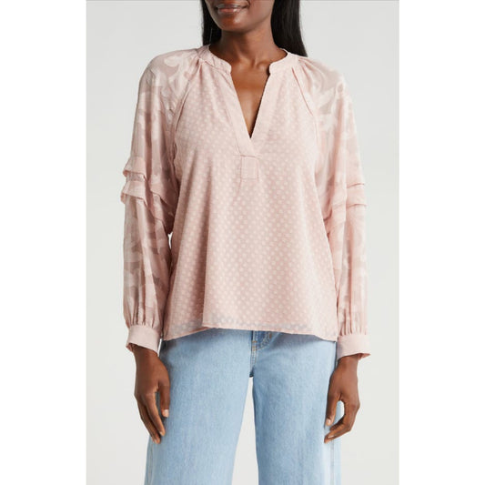 Raglan Sleeve V-Neck Top - Heavenly Pink - Vince Camuto - XL - MSRP $89