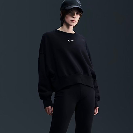 Nike Cropped Oversized Sweatshirt  in Black - Size XXL