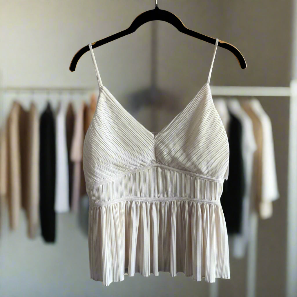 All In Favor Cream Pleated Camisole - XL