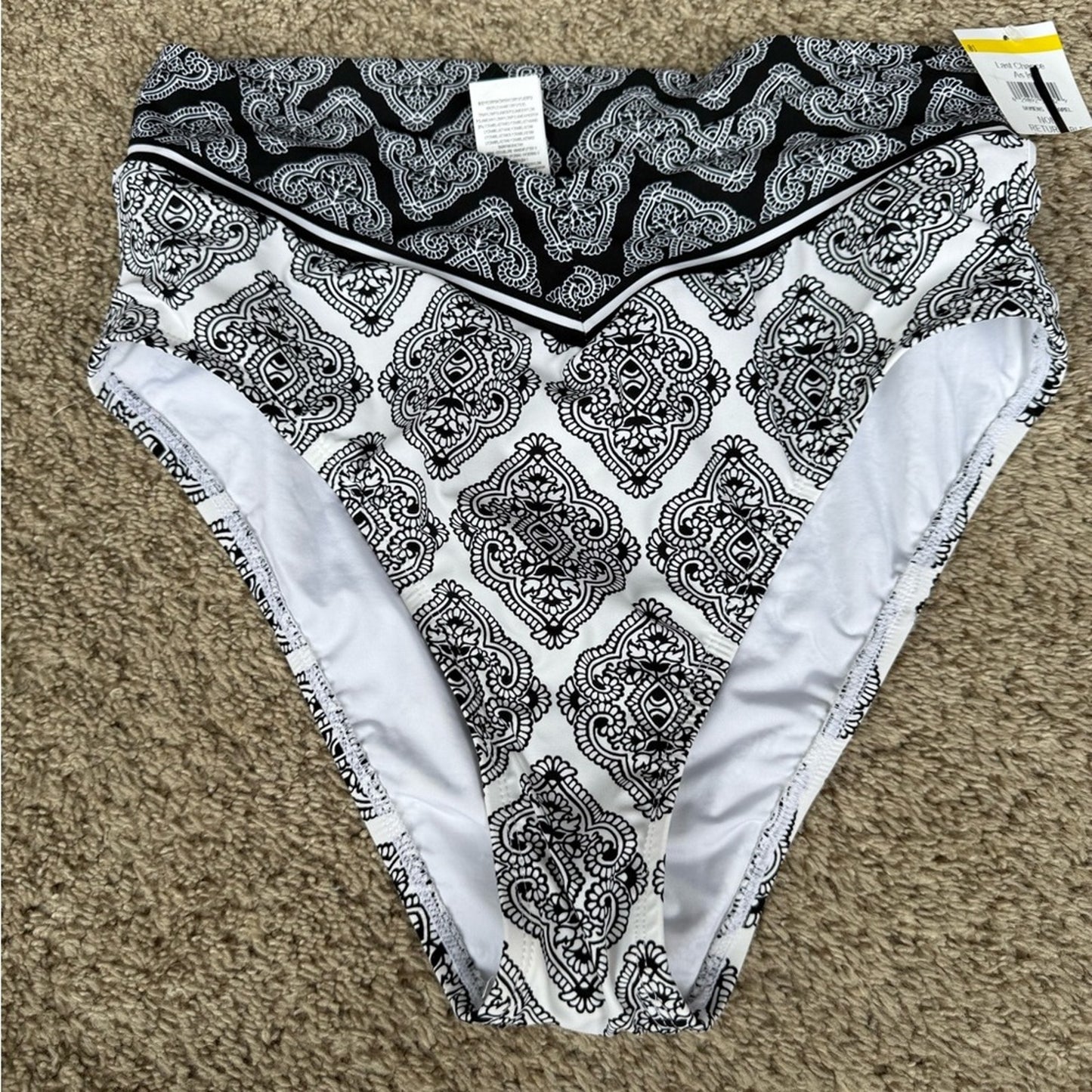 Black and White Patterned Bikini Bottom by La Blanca - Size 6