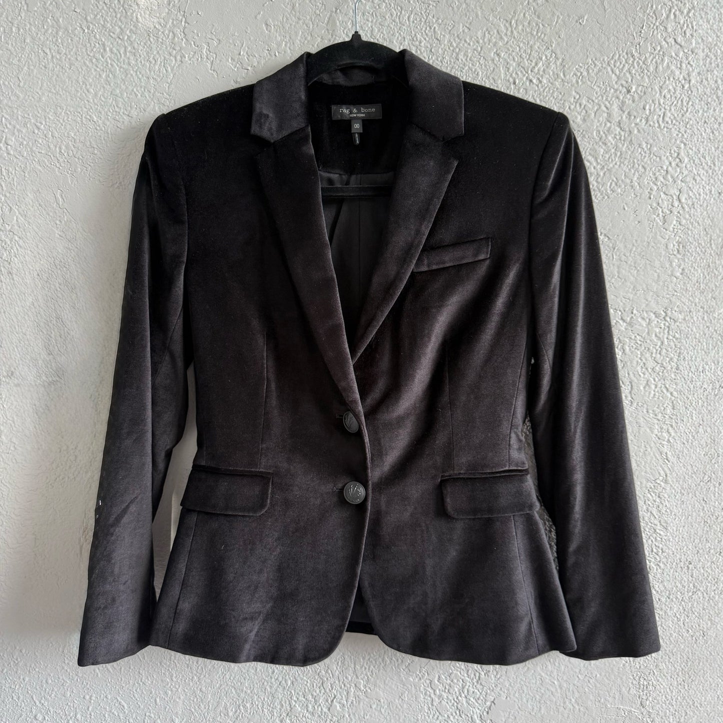 Rag & Bone Black Velvet Blazer - Size 00