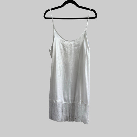 In Bloom By Jonquil Sleeveless Scoop Neck Fringe Satin Chemise Lingerie - Size Medium