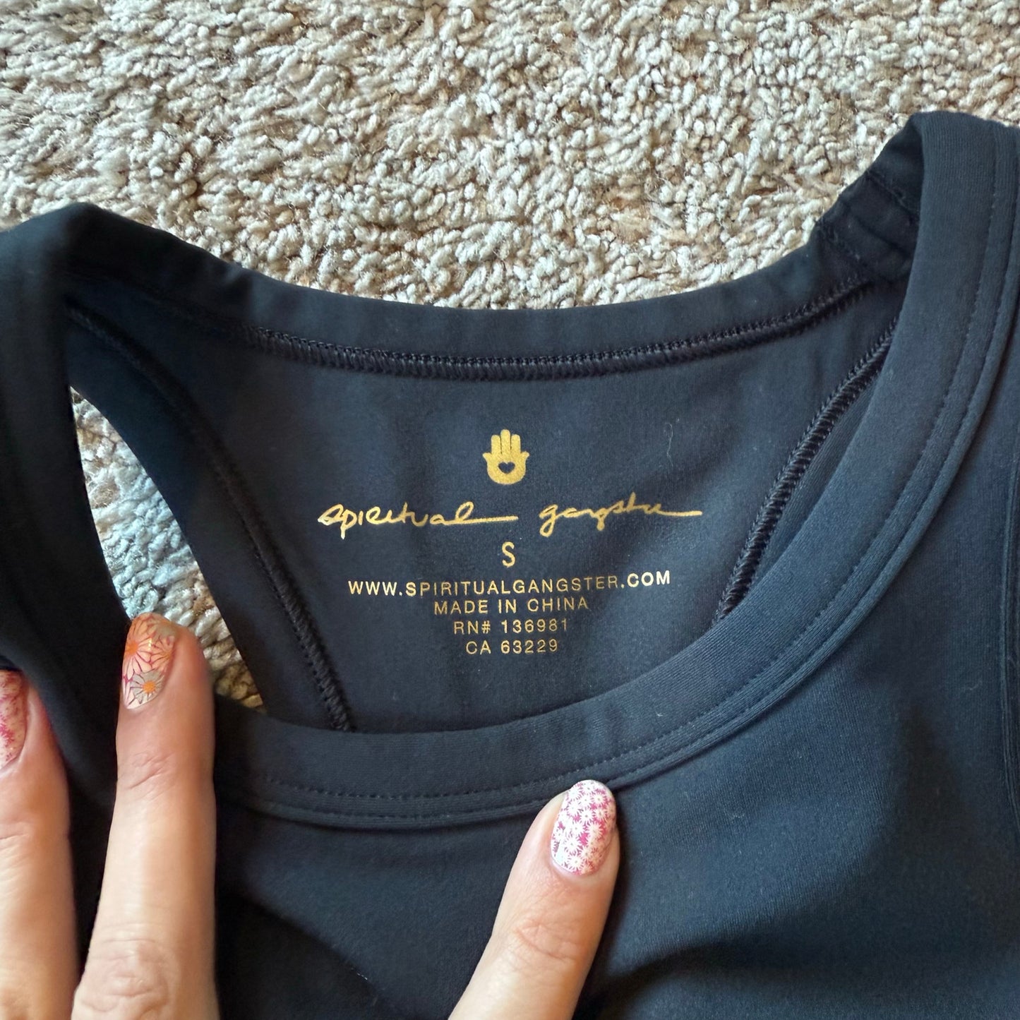 Spiritual Gangster Racer Back Crop Tank in Black - Size Smalll