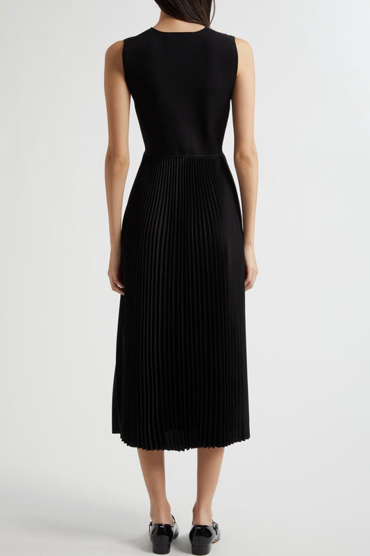 Theory Black Sleek Poplin Sleeveless Pleated Black Dress - Size 6