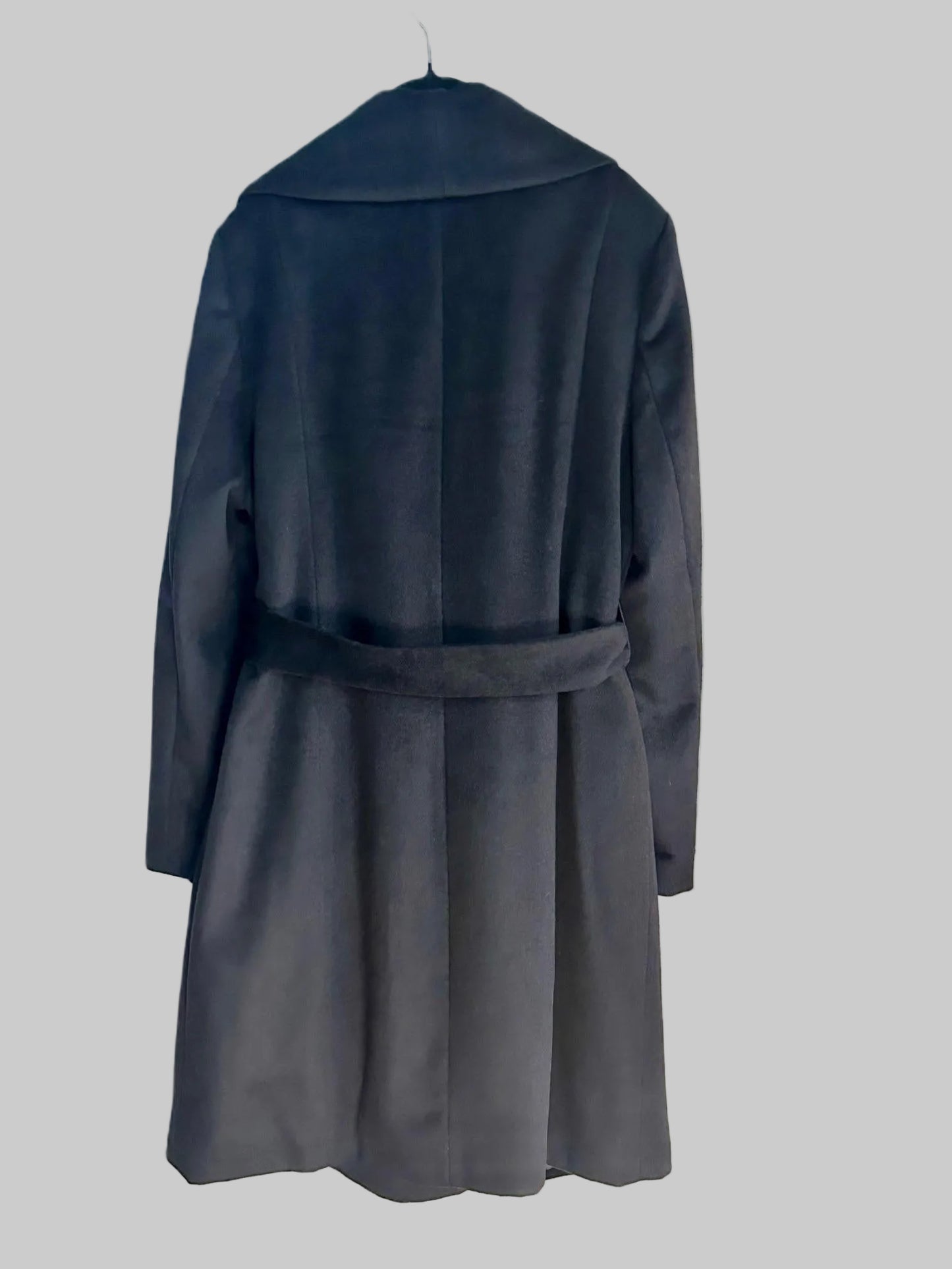 Navy Belted Wool Blend Wrap Coat by Cole Haan - Size 14