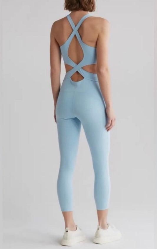 Free People Movement Back it Up Light Blue Jumpsuit - Size Small
