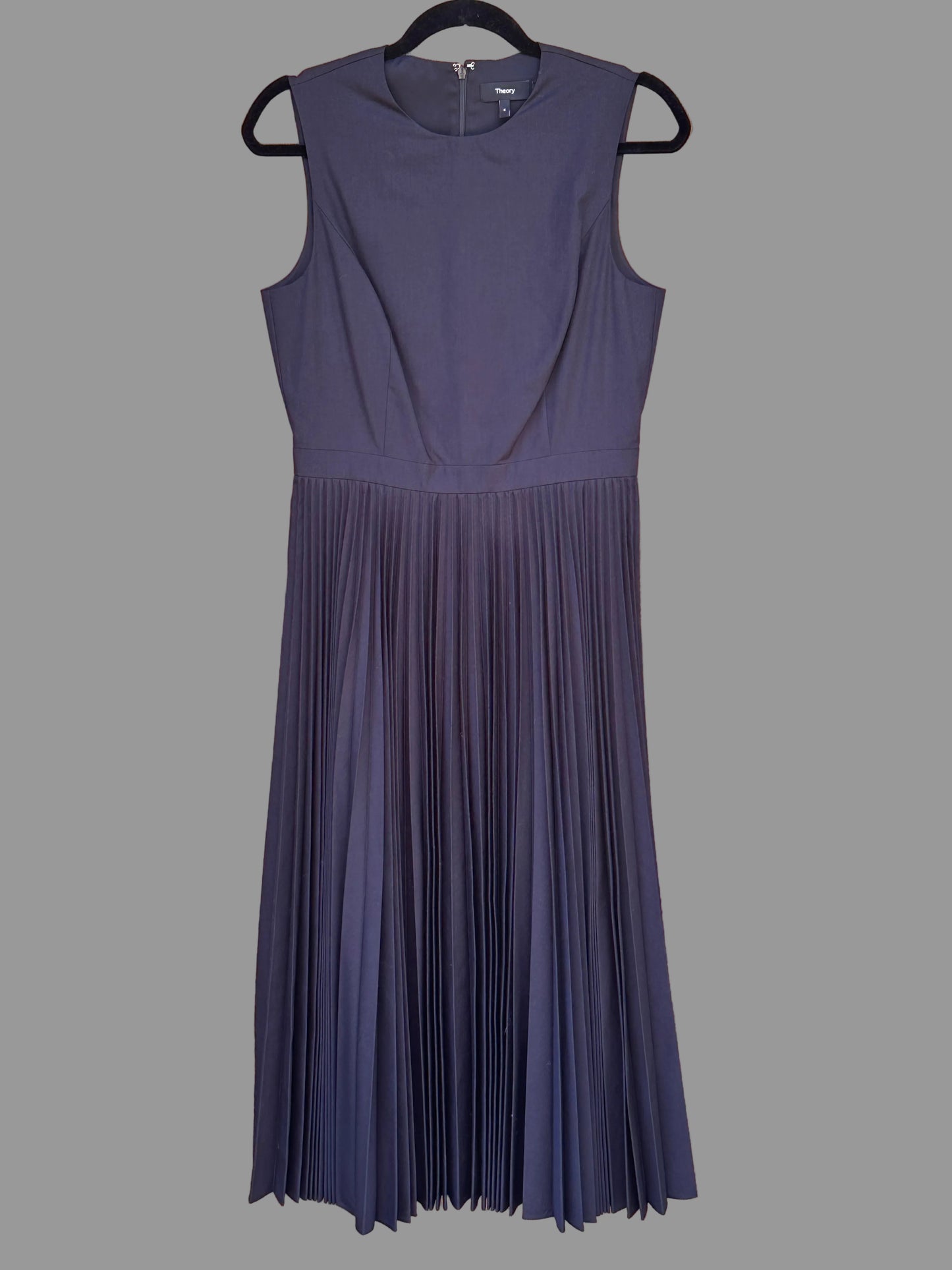 Theory Black Sleek Poplin Sleeveless Pleated Black Dress - Size 6