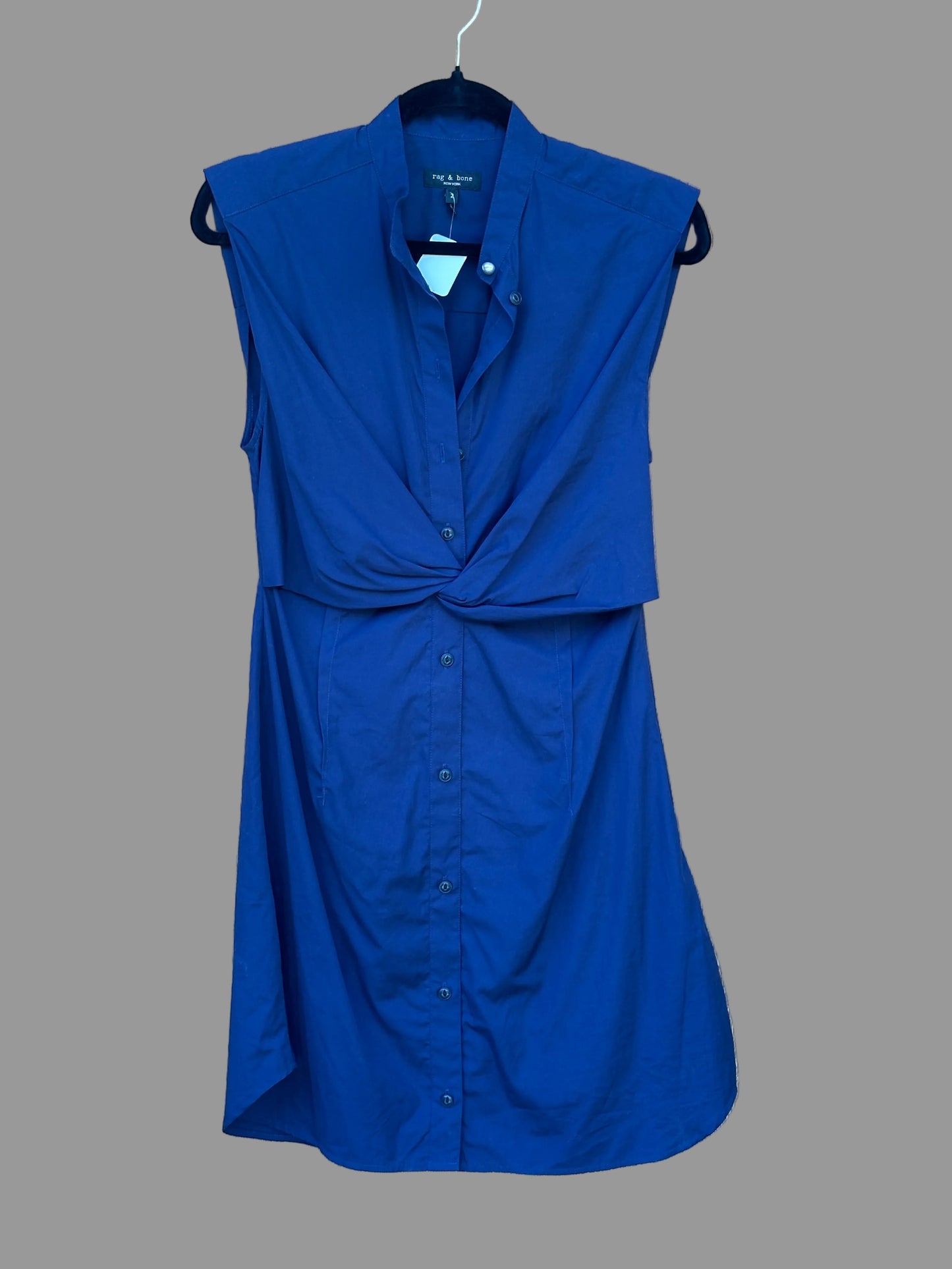 Rag & Bone Navy Louisa Twisted Cotton-Poplin Mini Dress - Size 2