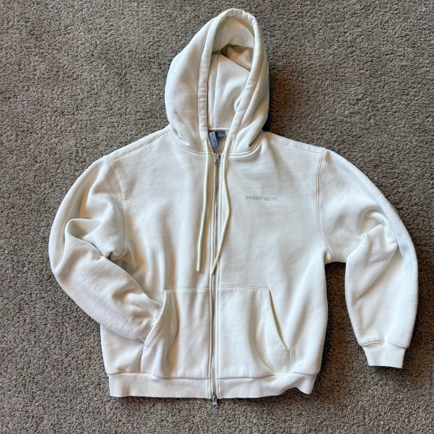 Sweaty Betty Zip Up Hoodie in White - Size Medium