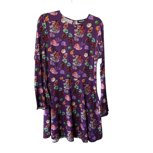 Desigual Purple Floral Long Sleeve Dress in XL