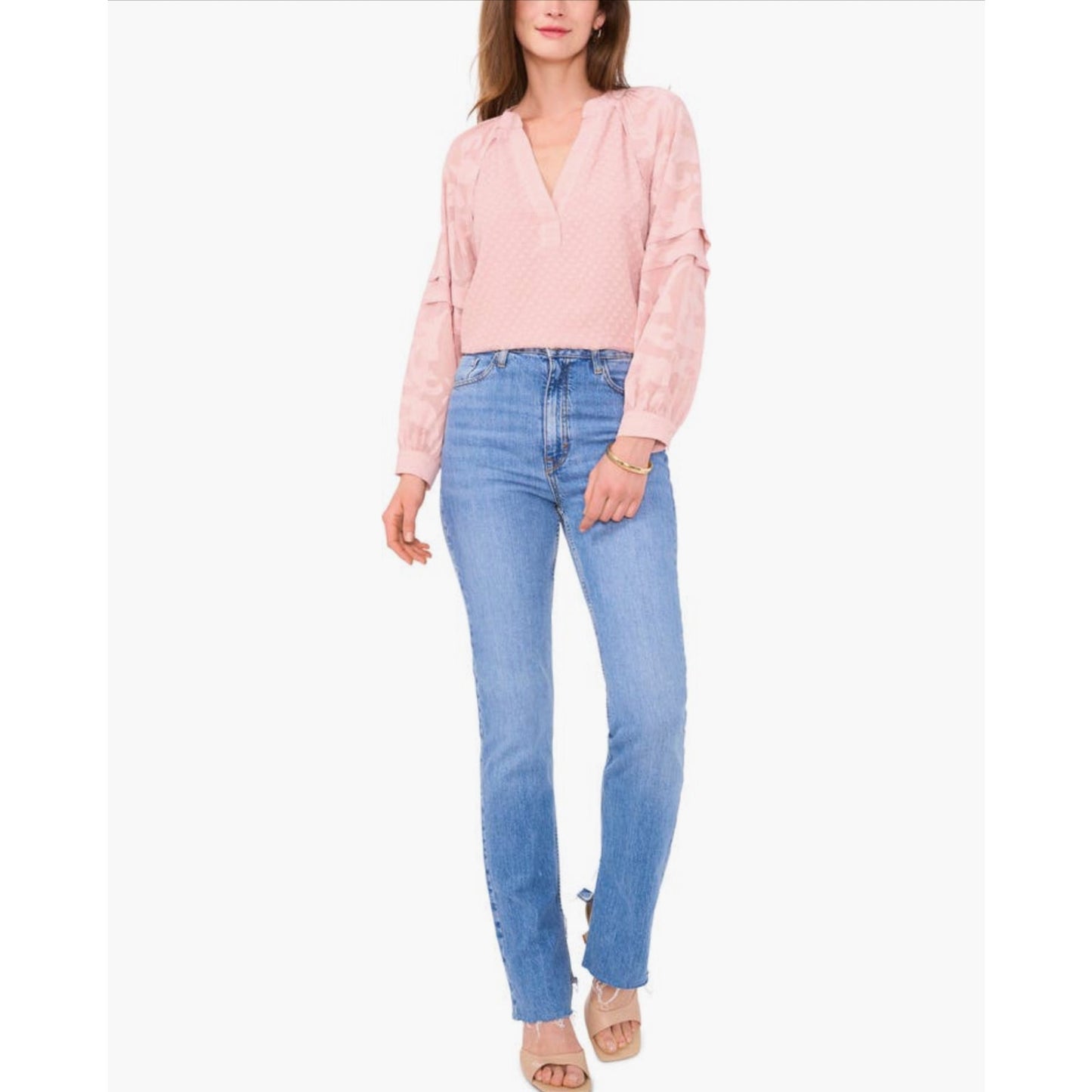 Raglan Sleeve V-Neck Top - Heavenly Pink - Vince Camuto - XL - MSRP $89