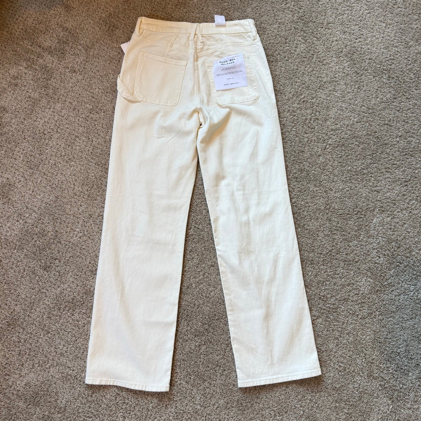 Good American 90s Relaxed Jeans in Cream - Size 0/25 (Loose Fit)