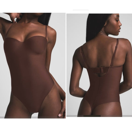 SKIMS Body Molded Underwire Thong Bodysuit in Cocoa - Size Large