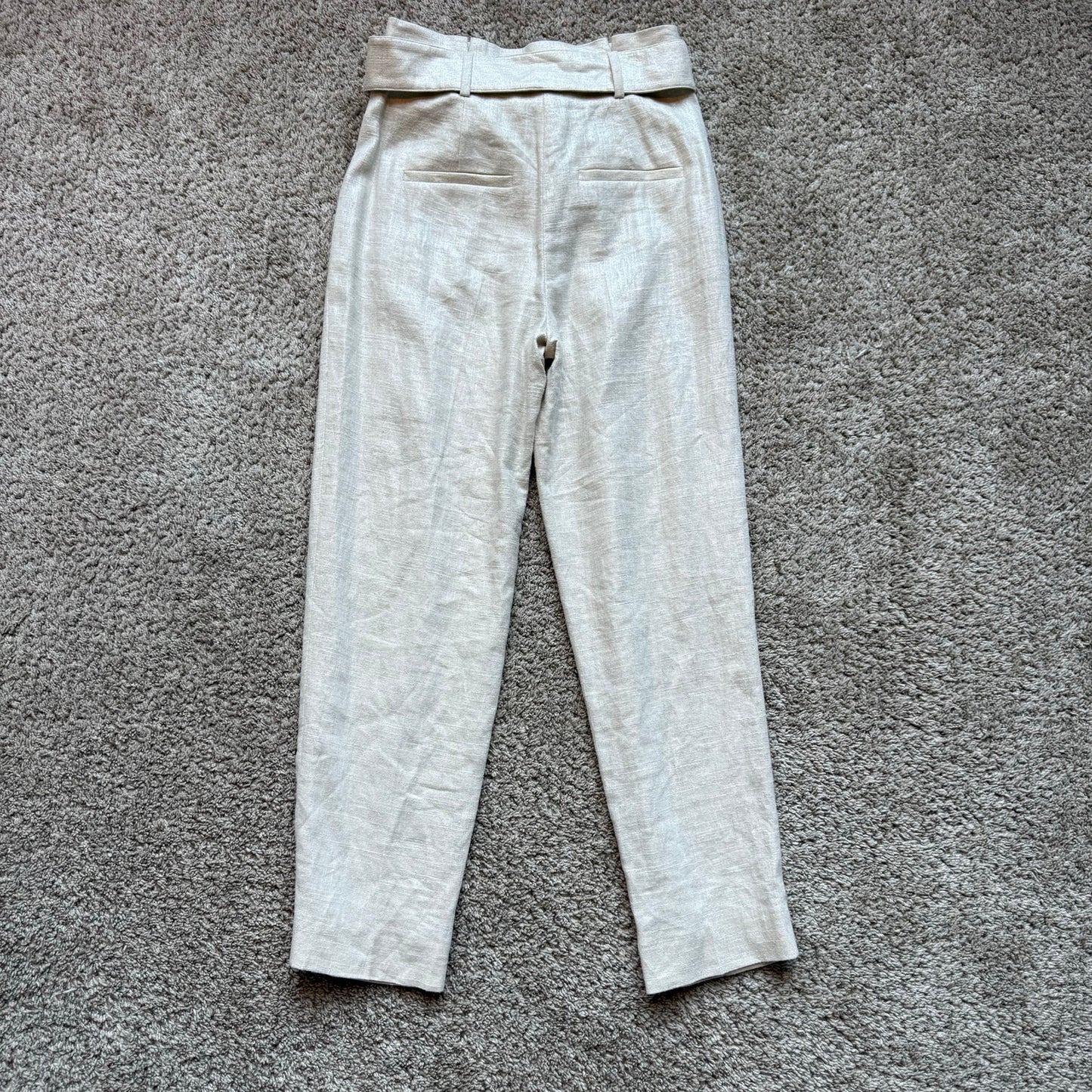 NWT Veronica Beard Zelly Pants in Beige with Silver Hue - Size 0