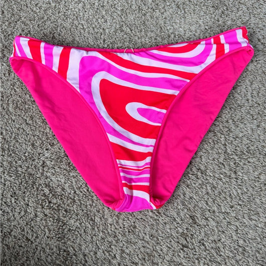 Vibrant Pink Maaji Swirl Bikini Bottom - Size Large