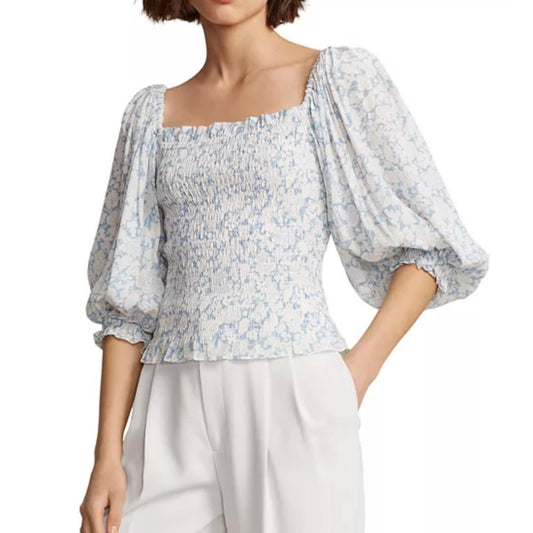Polo Ralph Lauren Smocked Crepe Top - XS