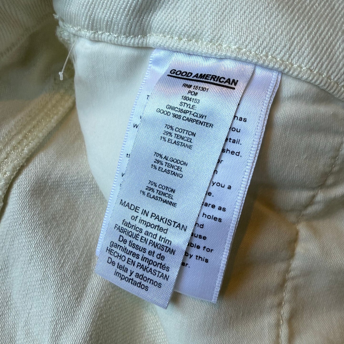 Good American 90s Relaxed Jeans in Cream - Size 0/25 (Loose Fit)