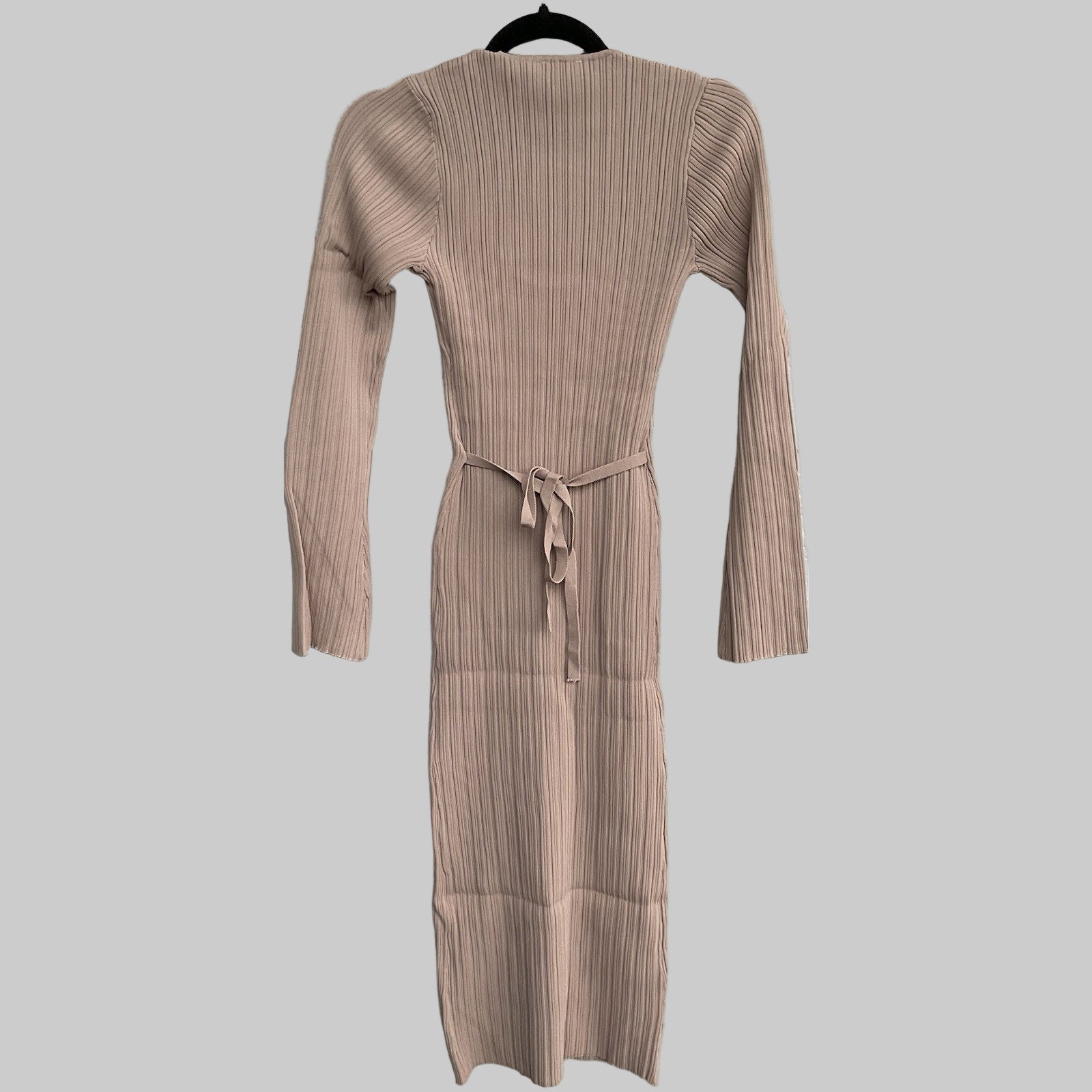 wayf ribbed dress WAYF Women's Sweater Dress Ribbed Tie Back Slit Midi Beige XS at Amazon Women's Clothing store