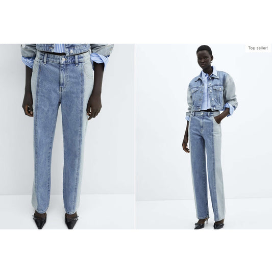 MNG mixed denim straight leg jeans size 1